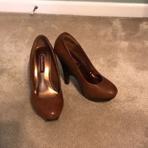 Brown wedge heels